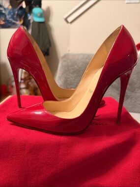 Christian Louboutin Red Patent Pointed-Toe Stiletto Pumps